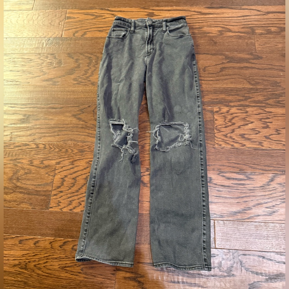 Hollister gray wash Distressed Gray Women's Jeans size 26 R wider leg